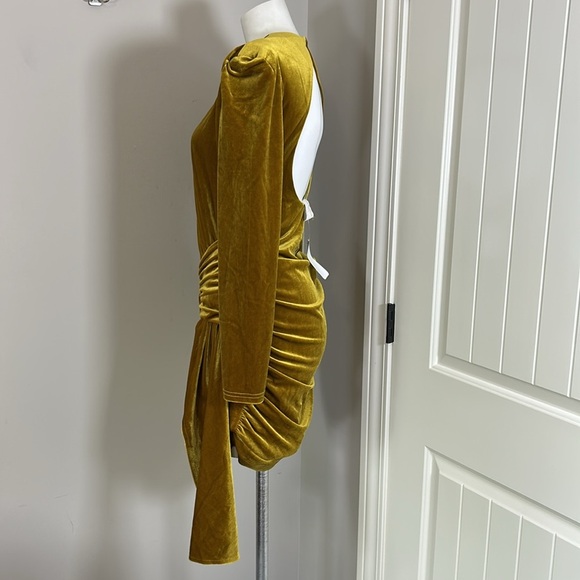 Miss Circle Aura Velvet Dress Ruched Hip Round Neck Side Sash Side Zip Sz M NEW - Picture 7 of 15